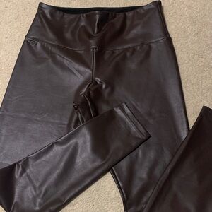 Brown Faux Leather Leggings